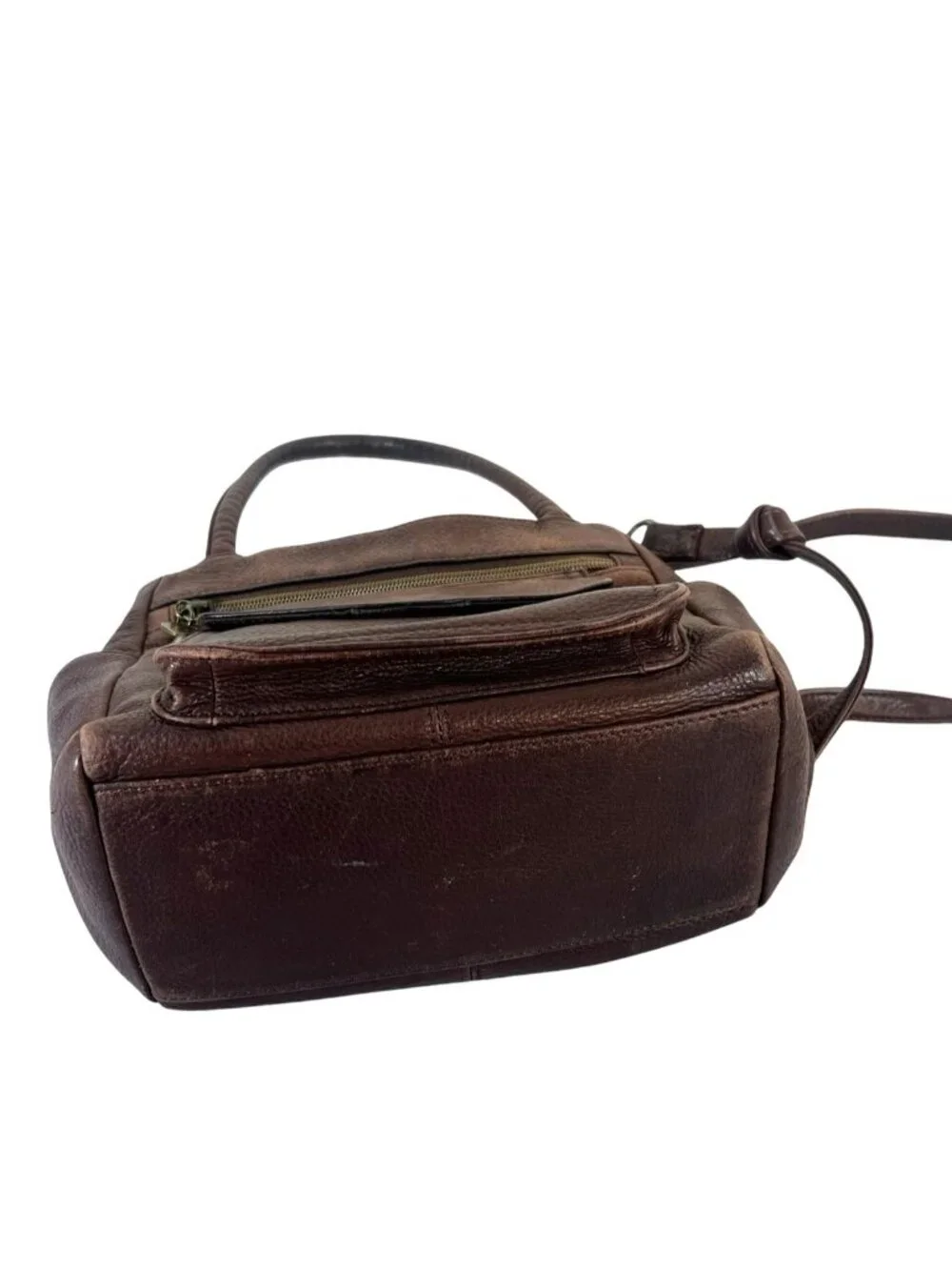 Vintage Fossil 1954 Pebbled Black Leather Crossbody Bag 75082